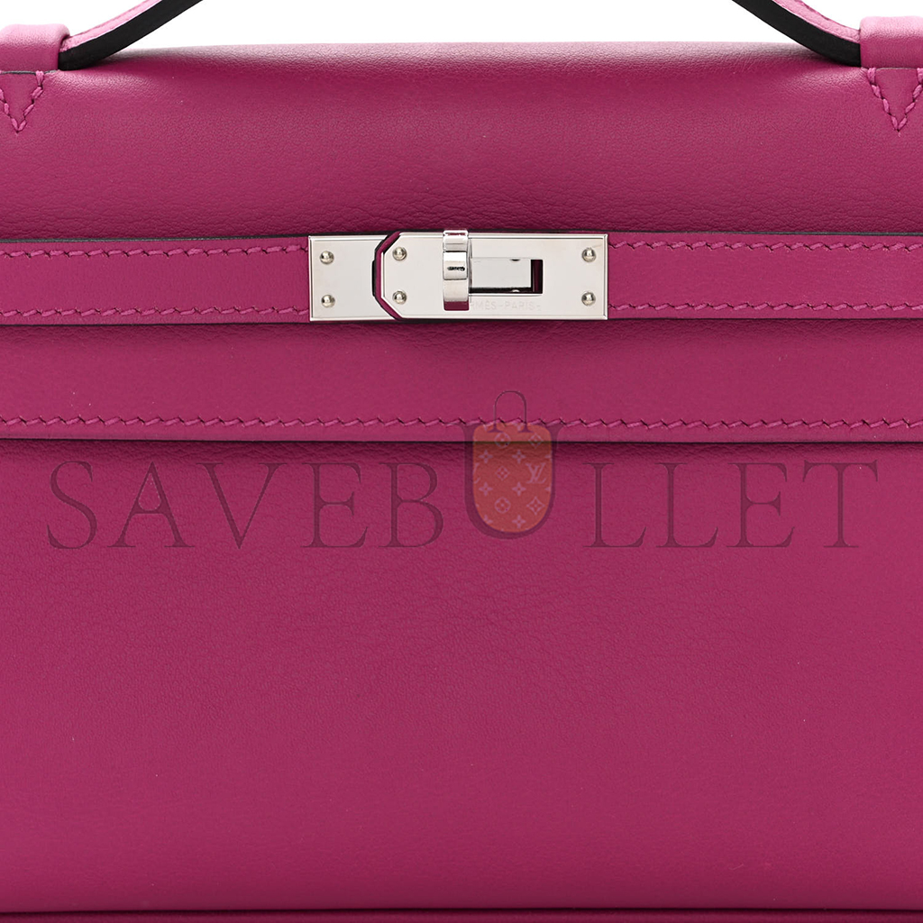 HERMÈS SWIFT KELLY POCHETTE CLUTCH ROSE POURPRE (22*14*7cm) 